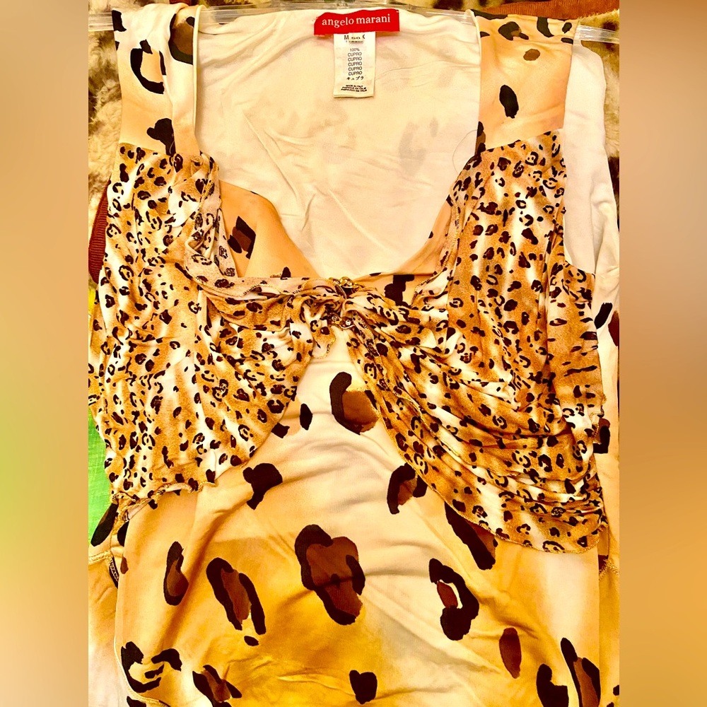 Angelo Marani Sleeveless Leopard-Print Dress Size 50 Made in Italy